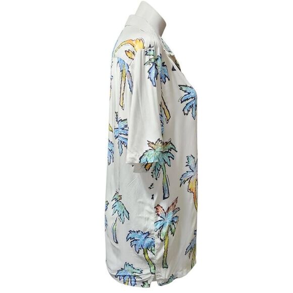 Denim & Flower Ricky Singh men's palm tree print shirt white colorful Size Large - Picture 4 of 8